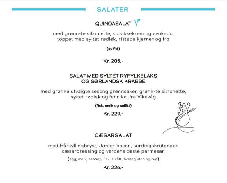 Ostehuset Salater Meny Pris