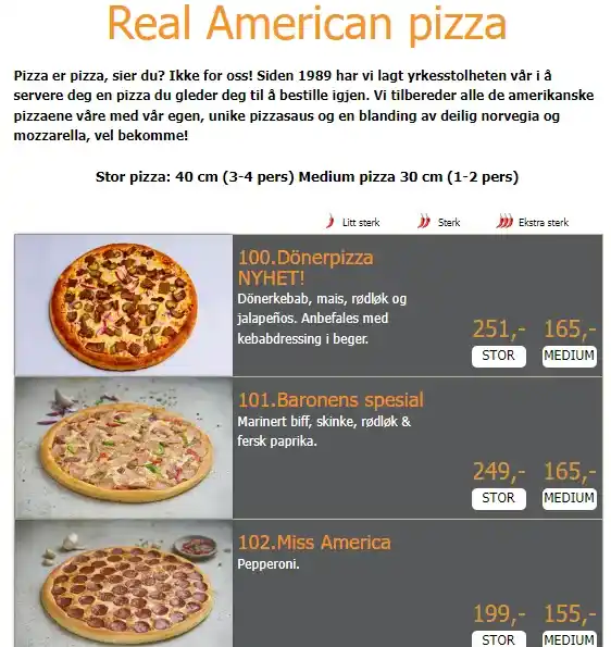 Pizzabaronen Real American Pizza Pris