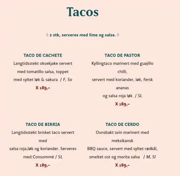 Coyo Tacos Meny Med Pris