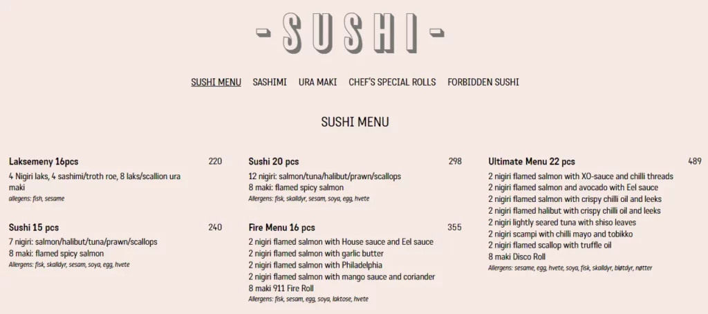 Monsun Noodlebar Sushi Set Pris