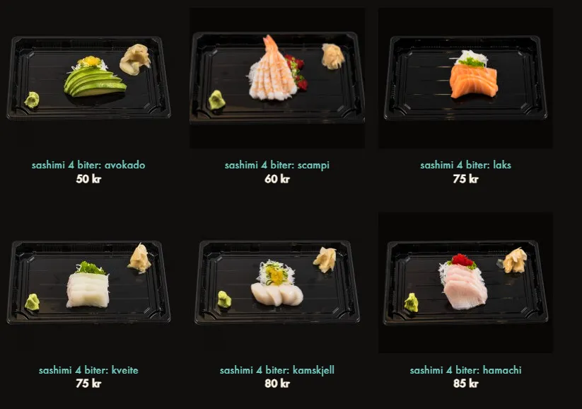 Japoniis Sushi Meny Sashimi