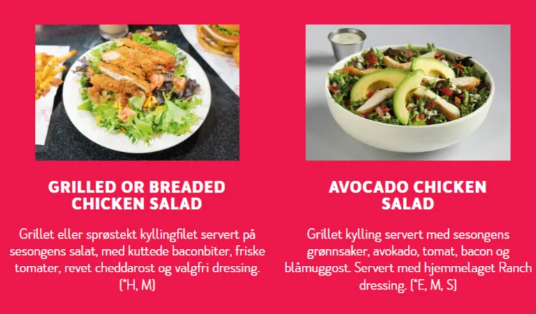 Johnny Rockets Delicious Salads Meny Med Pris