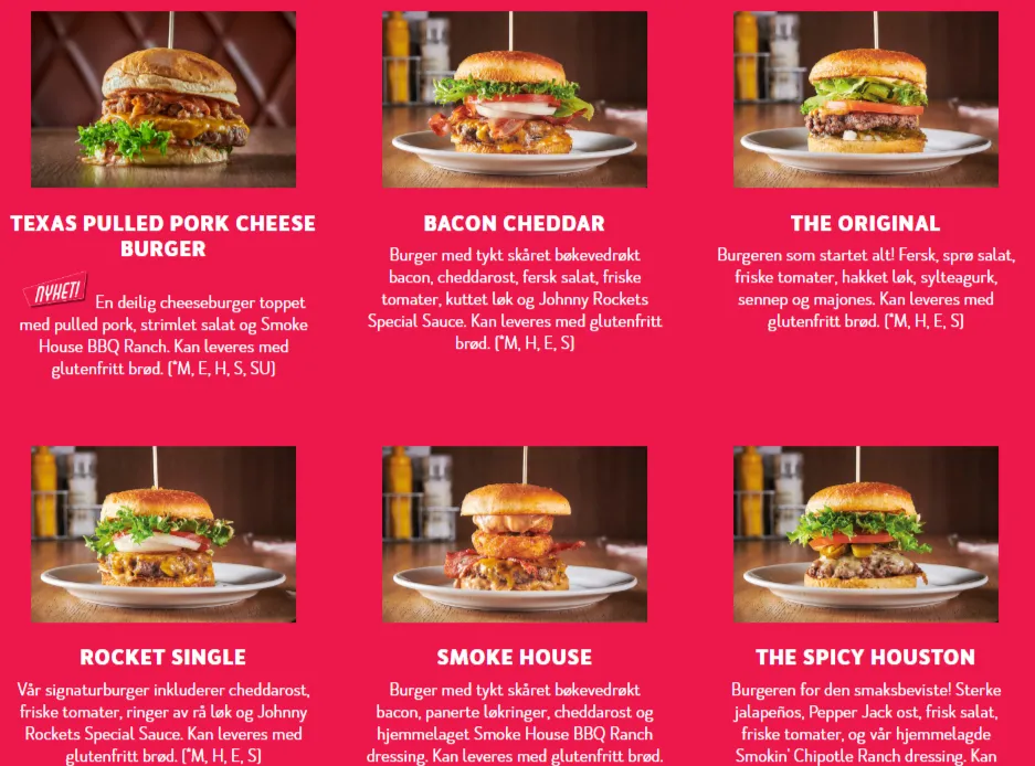 Johnny Rockets Meny Signature Burgers