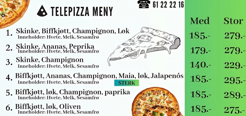 Telepizza Lillehammer Meny Pizza