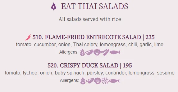 Eat Thai Norge Salads Meny