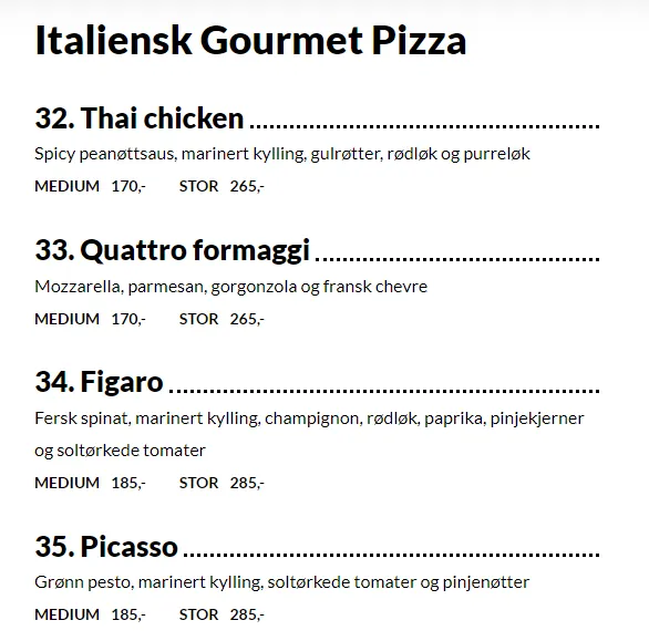 Gorgonzo Gourmet Pizza Pris