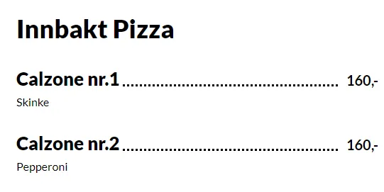 Gorgonzo Innbakt Pizza Meny Med Pris